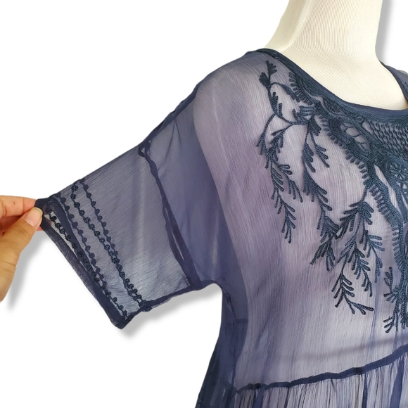 Chan Luu Viscose Sheer Embroidered Dress - Picture 3 of 11